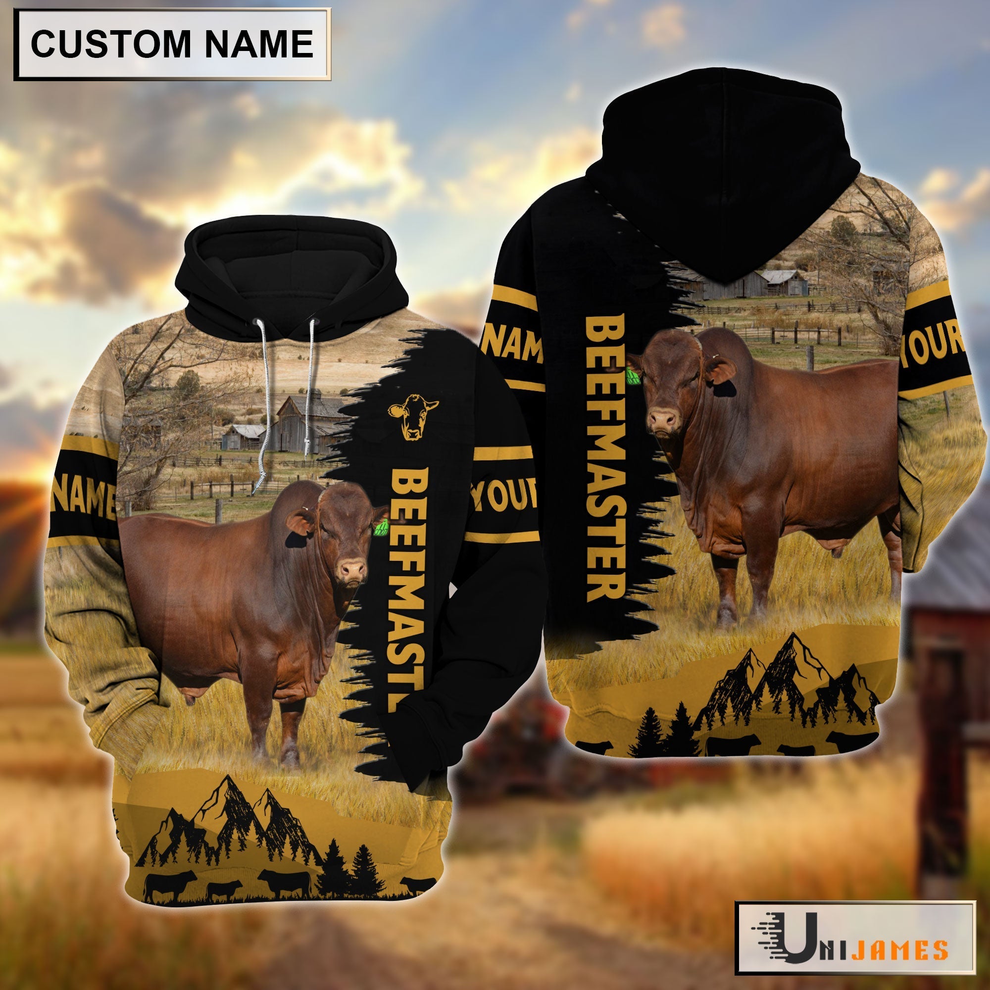 Beefmaster Happy Life Farm Personalized 3D Hoodie