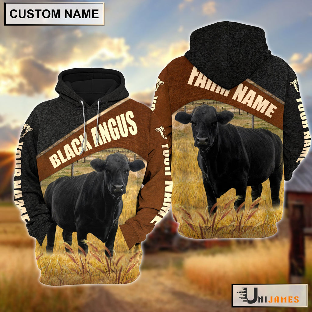 Personalized Name & Farm Name Black Angus Cattle Hoodie