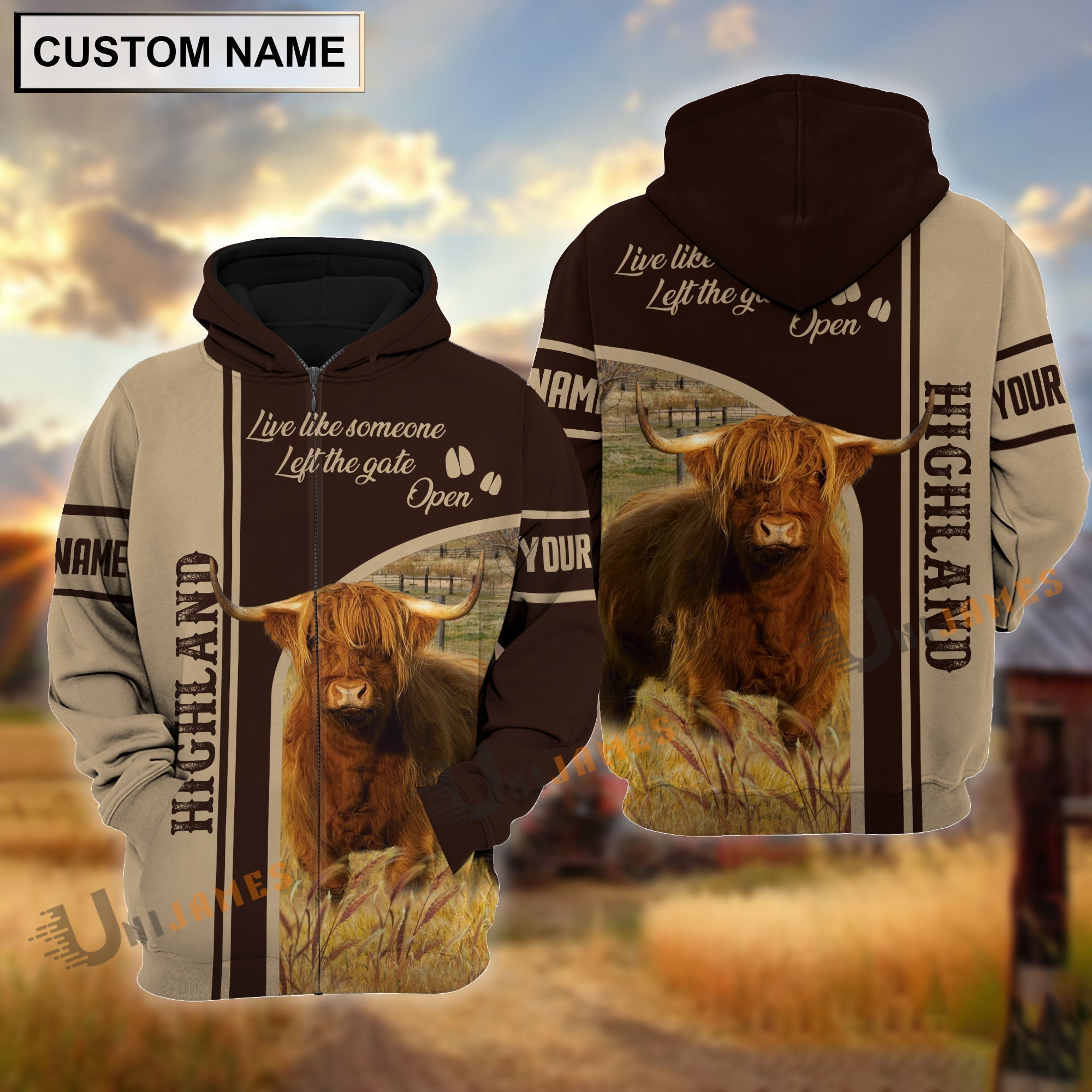 Personalized Name Highland Live Like Someone Left The Gate 3D Shirt