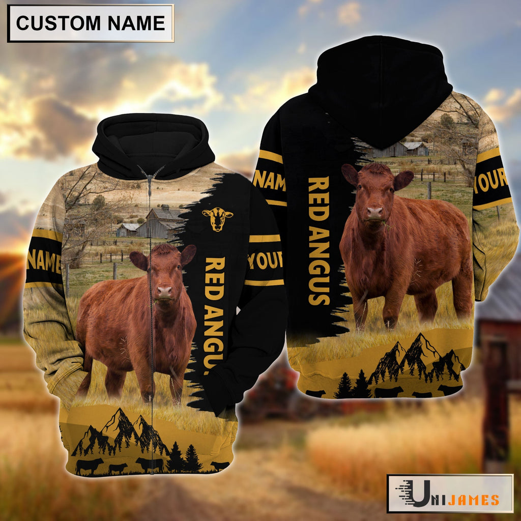 Red Angus Happy Life Farm Personalized 3D Hoodie