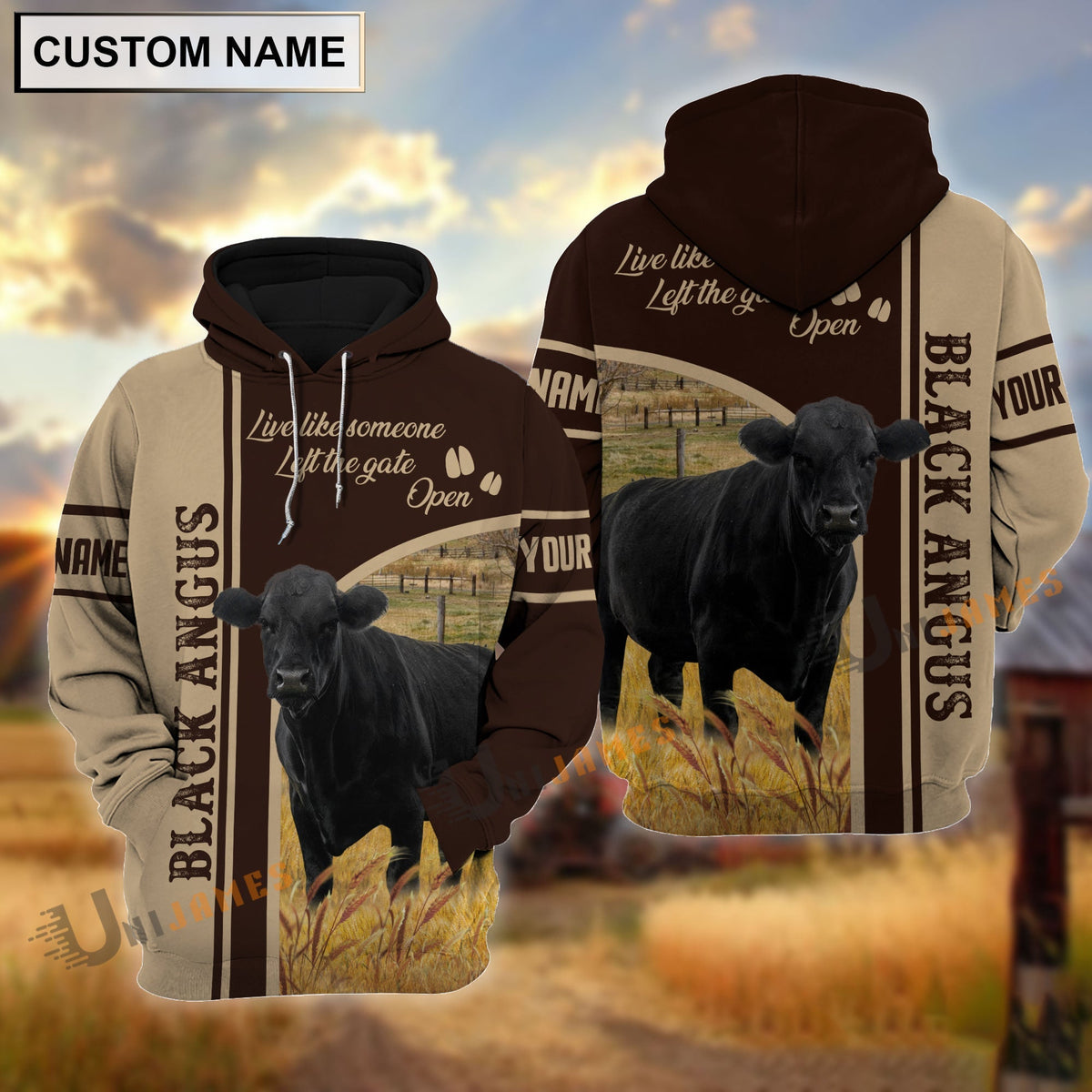 Personalized Name Black Angus Live Like Someone Left The Gate 3D Shirt