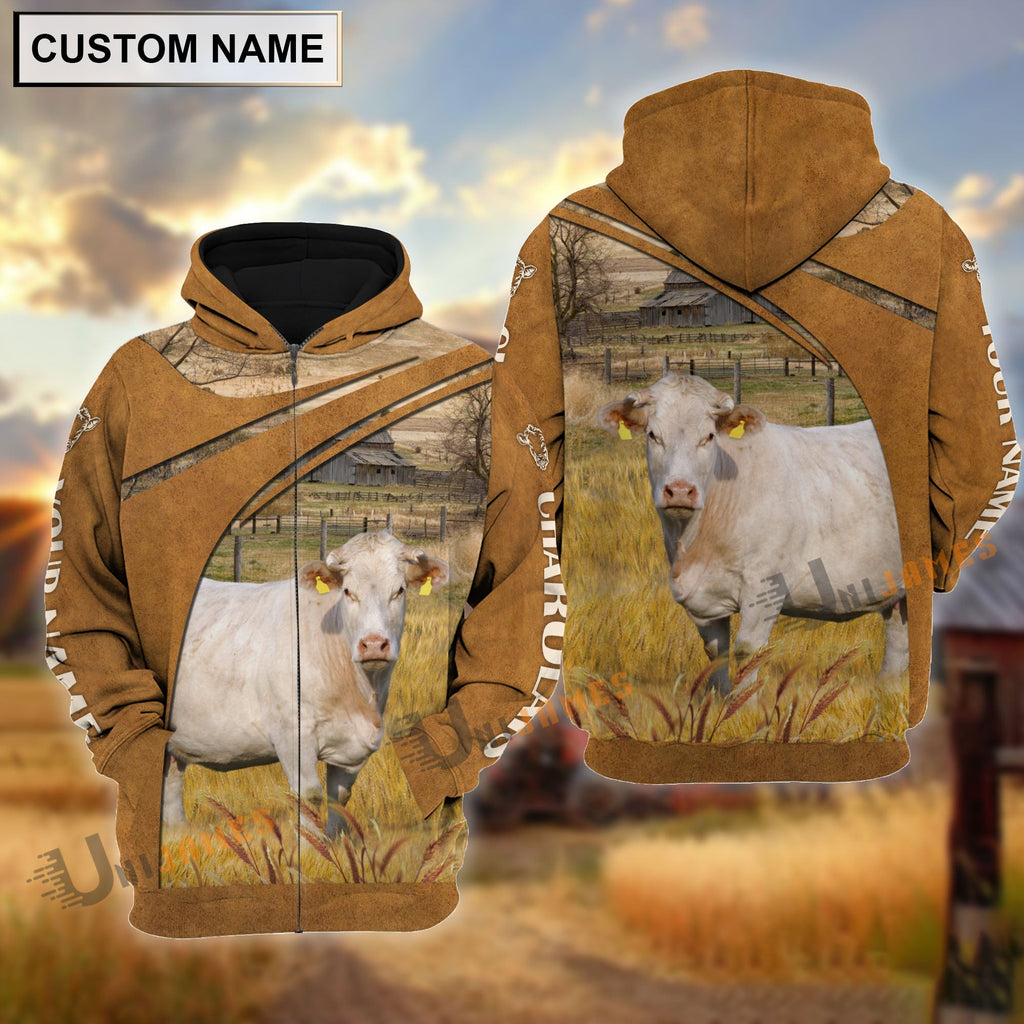 Personalized Name Charolais Farming Life 3D Shirt