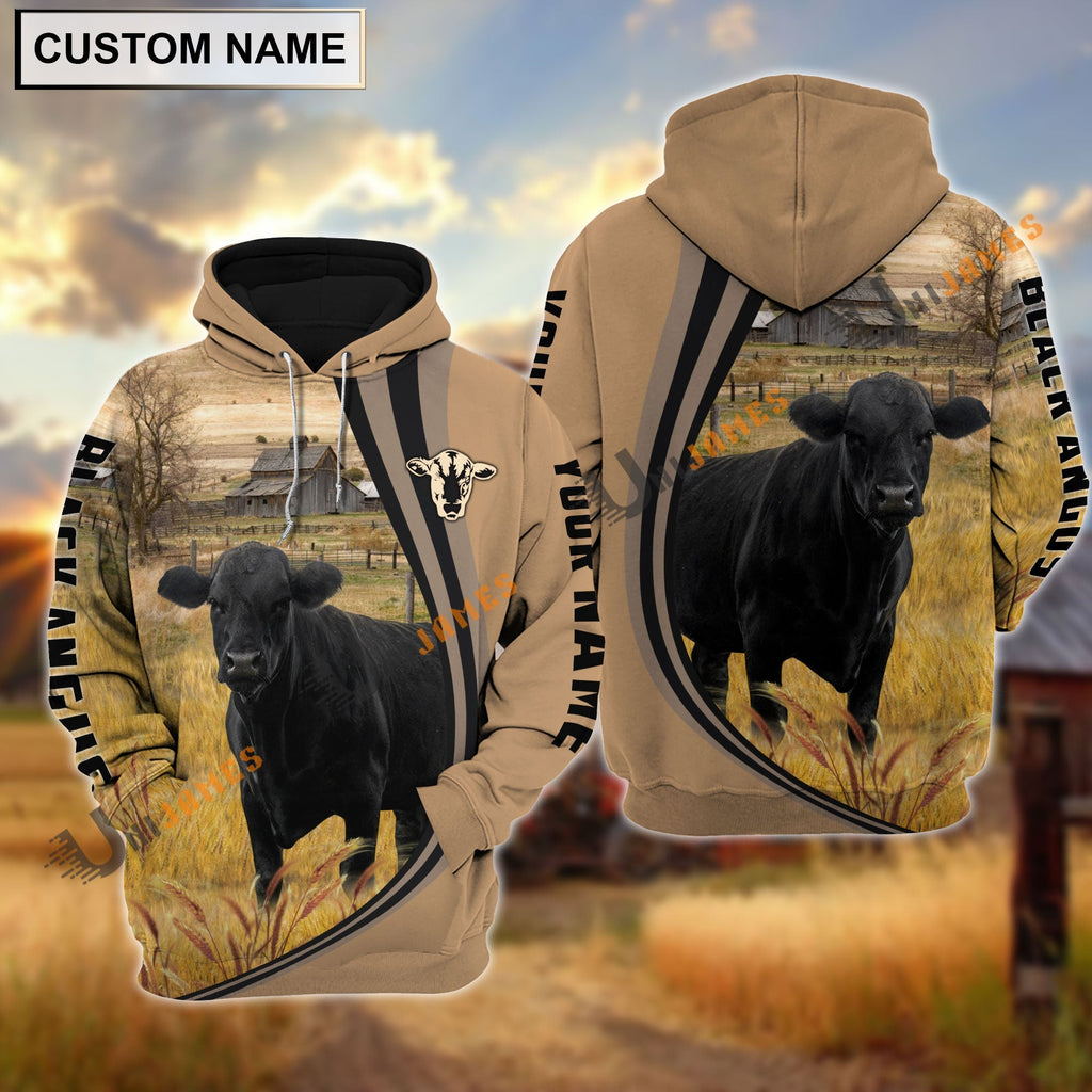 Black Angus Grey Farming Personalized Name Hoodie