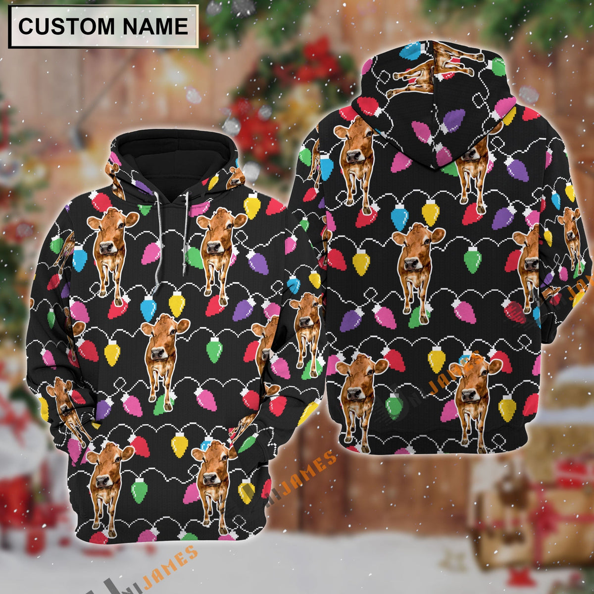 Jersey Christmas Led Light Personalized Name 3D Hoodie