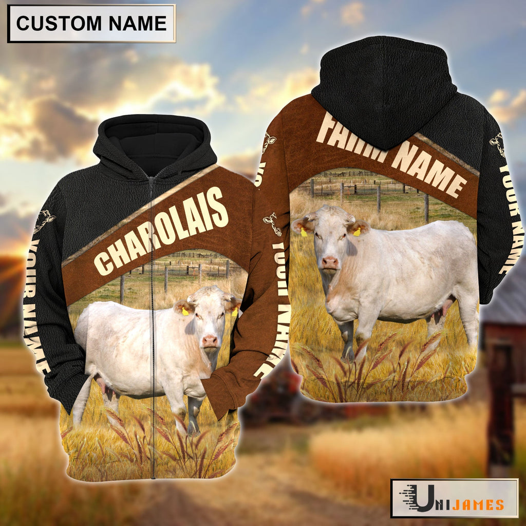 Personalized Name & Farm Name Charolais Cattle Hoodie