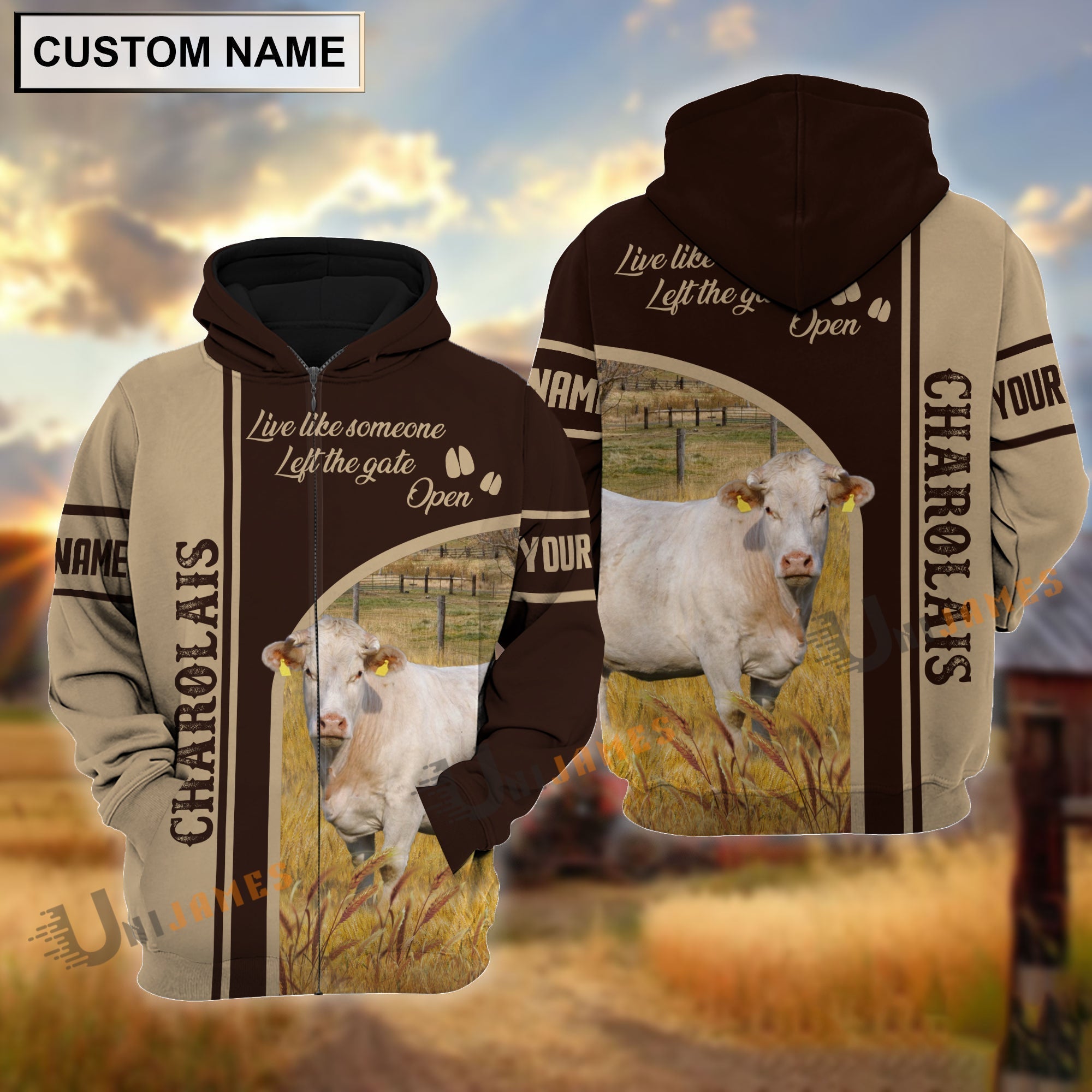 Personalized Name Charolais Live Like Someone Left The Gate 3D Shirt