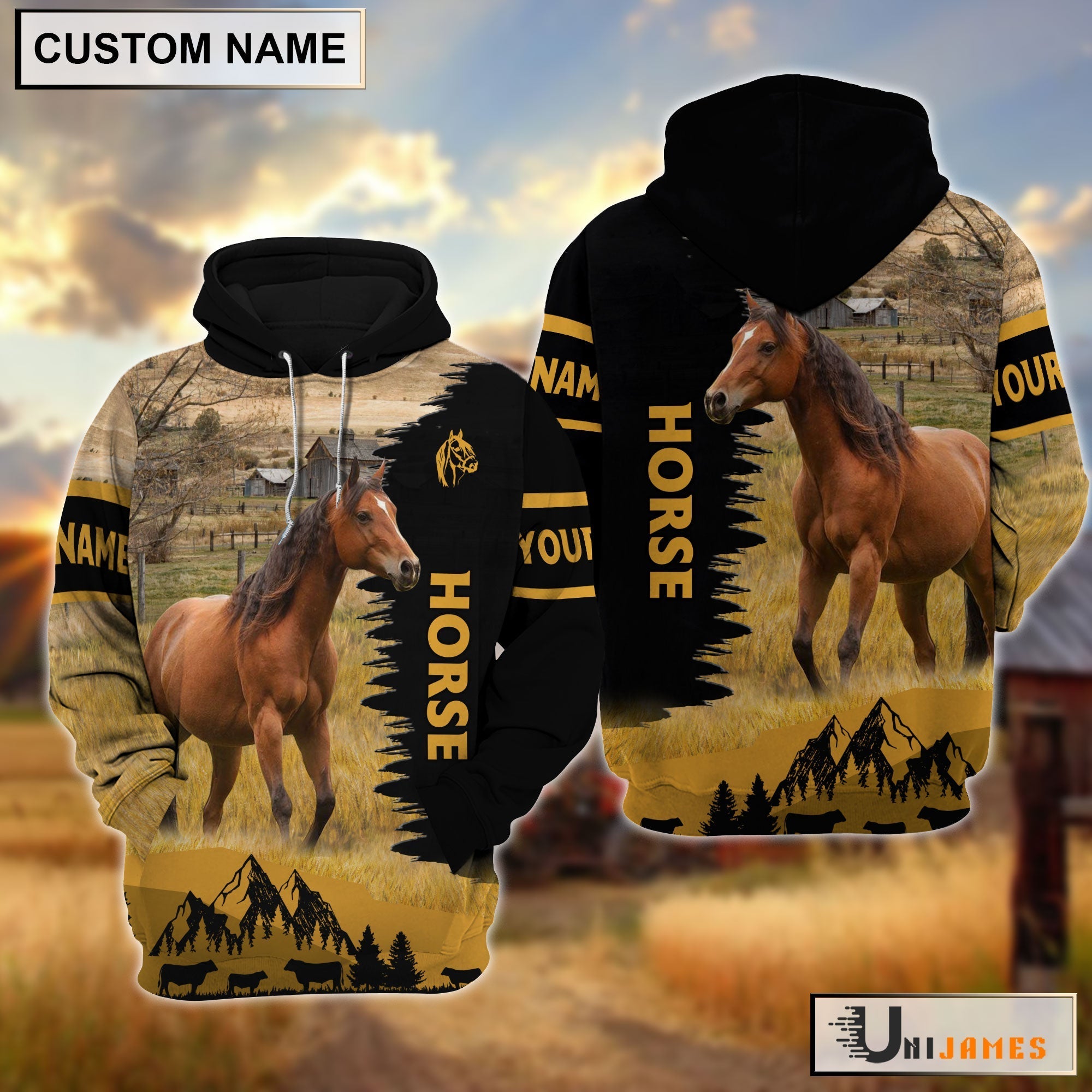Horse Happy Life Farm Personalized 3D Hoodie