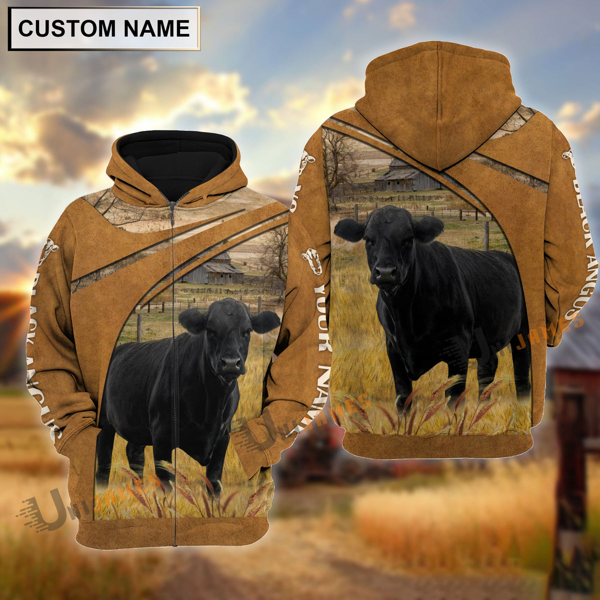 Personalized Name Black Angus Farming Life 3D Shirt