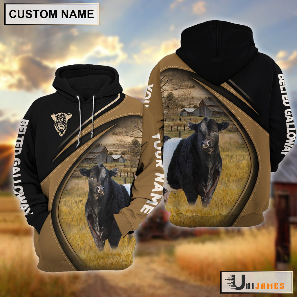 Belted Galloway Farming Life Personalized Name 3D Hoodie