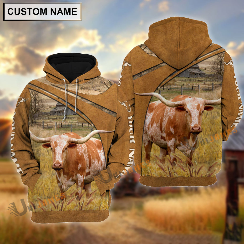 Personalized Name Texas Longhorn Farming Life 3D Shirt
