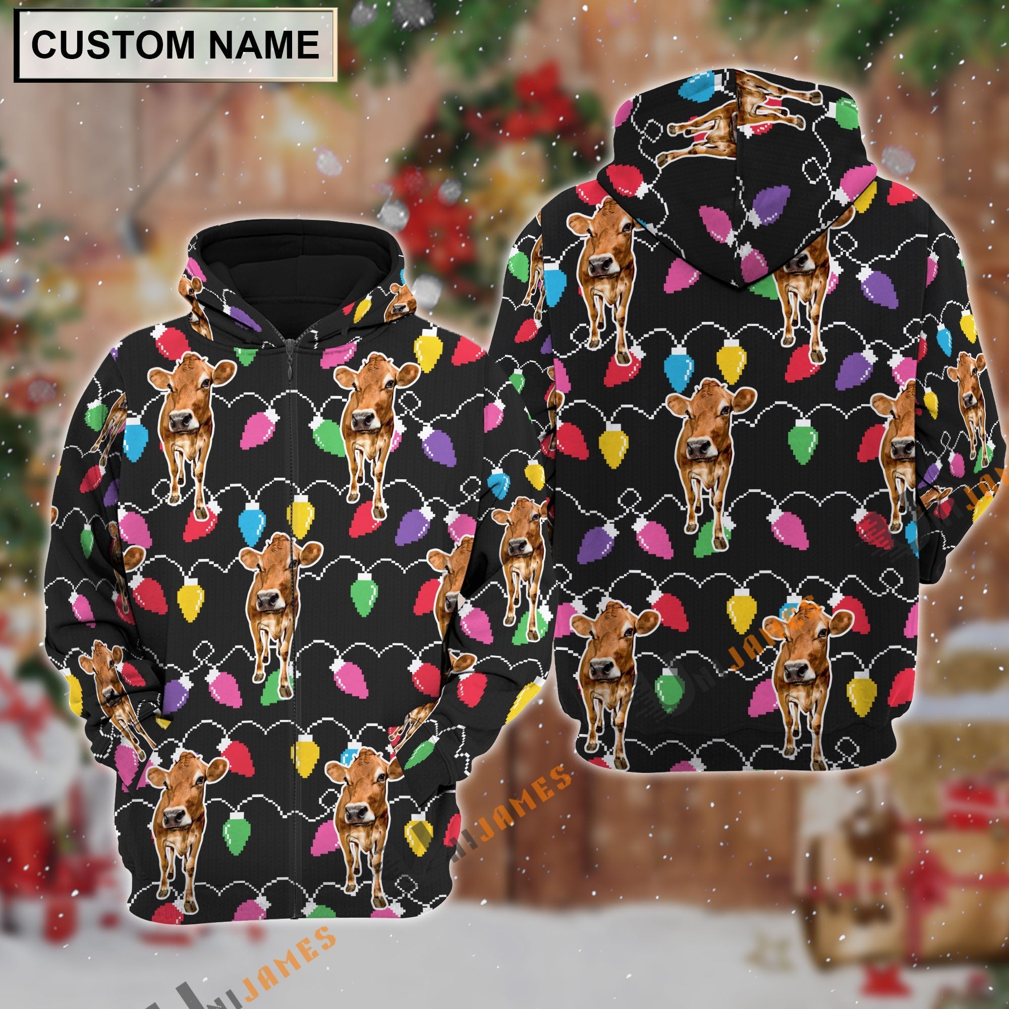 Jersey Christmas Led Light Personalized Name 3D Hoodie
