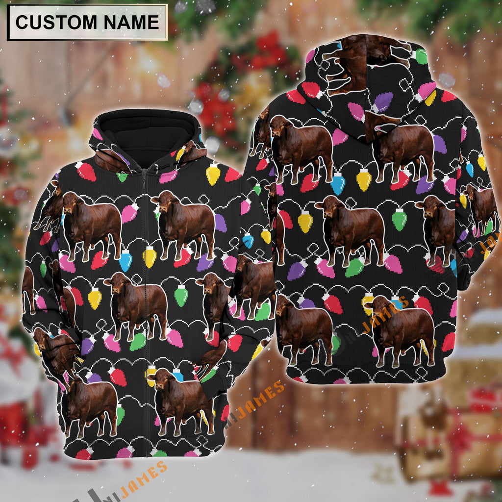 Beefmaster Christmas Led Light Personalized Name 3D Hoodie