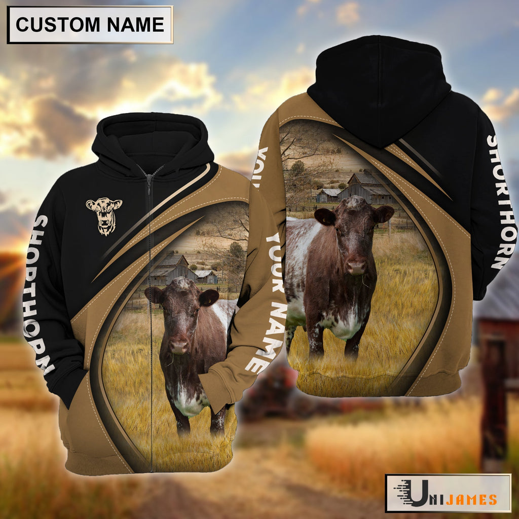 Shorthorn Farming Life Personalized Name 3D Hoodie