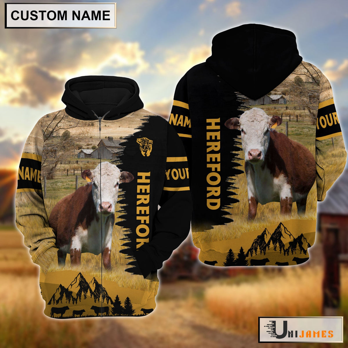 Hereford Happy Life Farm Personalized 3D Hoodie
