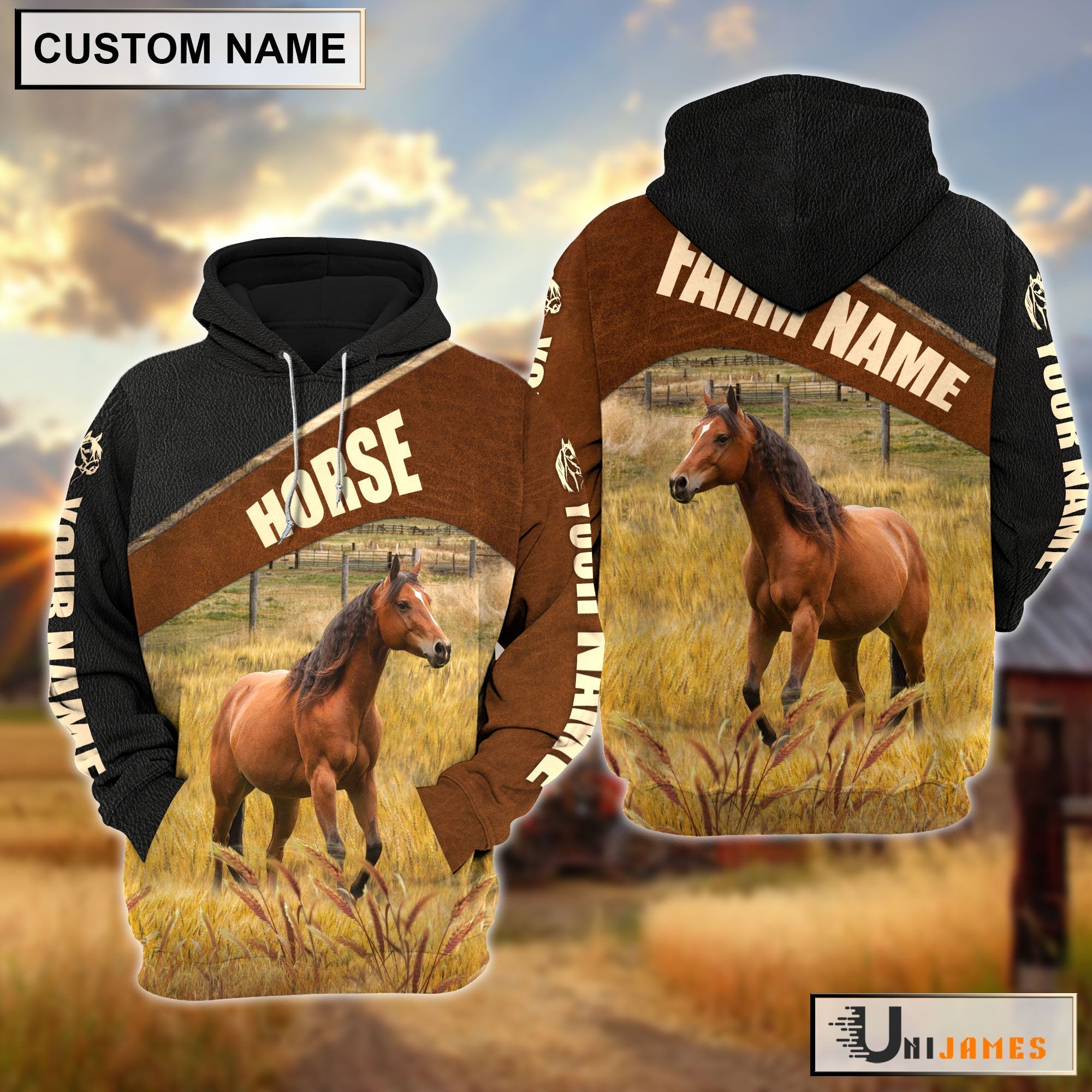 Personalized Name & Farm Name Horse Cattle Hoodie