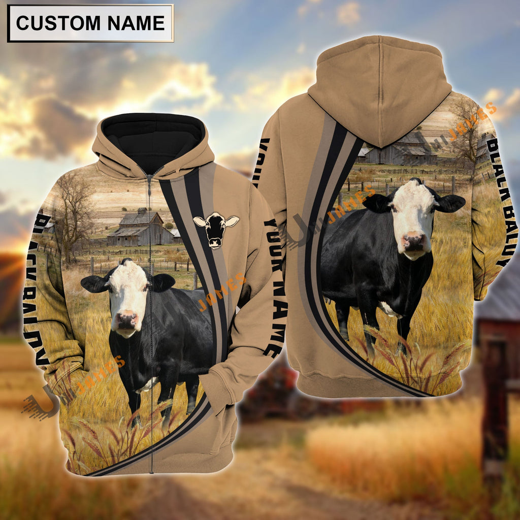 Black Baldy Grey Farming Personalized Name Hoodie