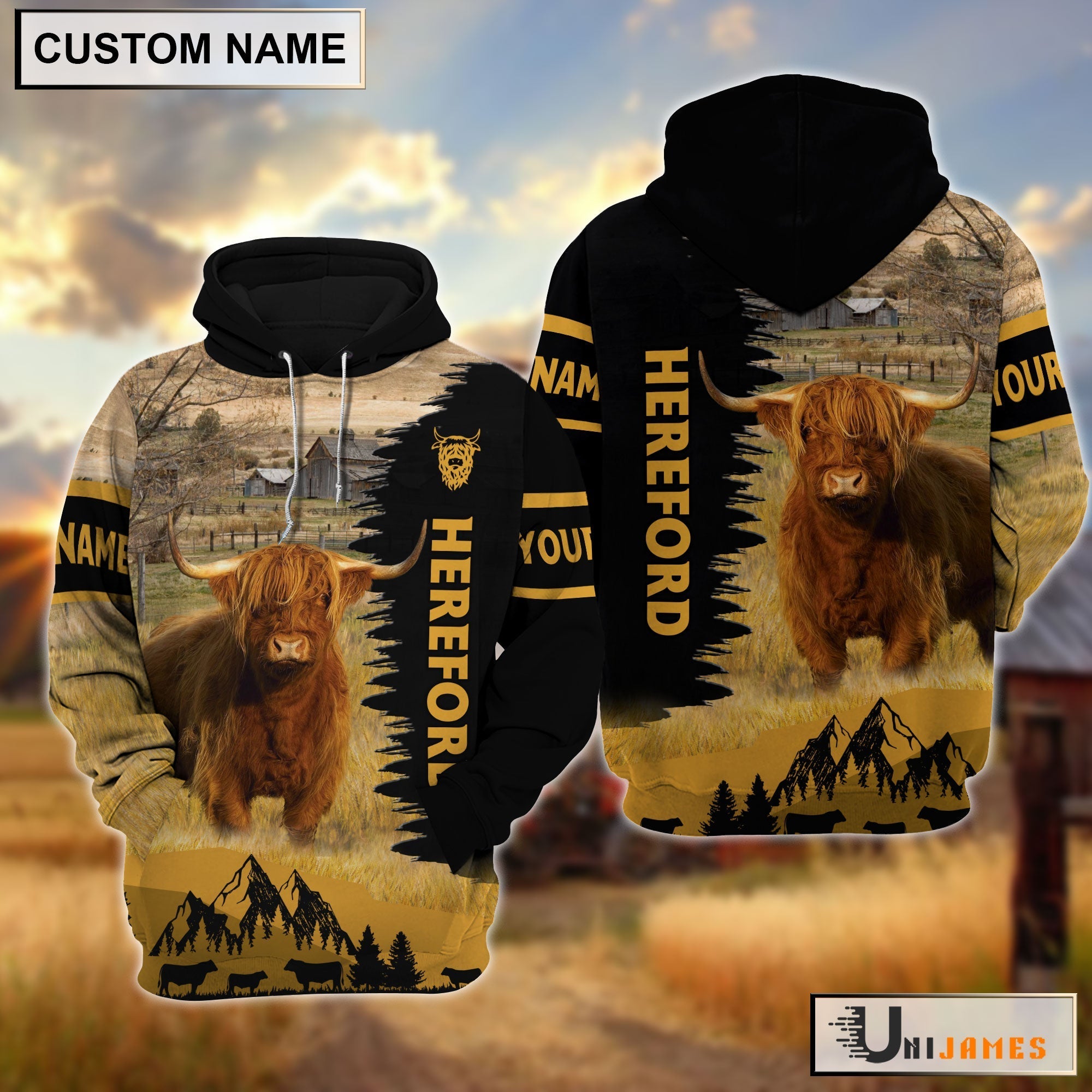 Highland Happy Life Farm Personalized 3D Hoodie