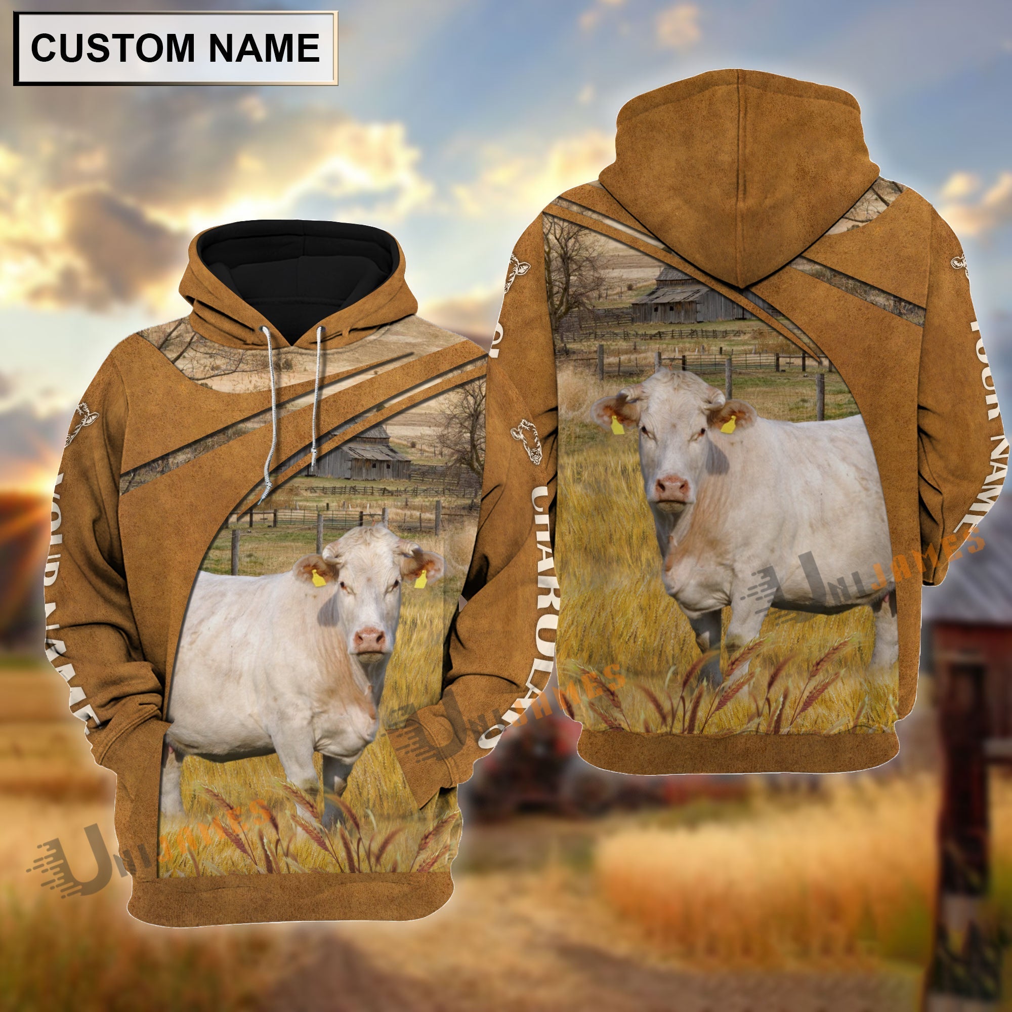 Personalized Name Charolais Farming Life 3D Shirt