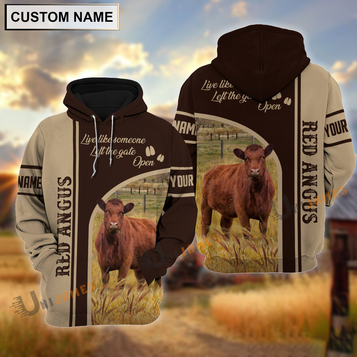 Personalized Name Red Angus Live Like Someone Left The Gate 3D Shirt