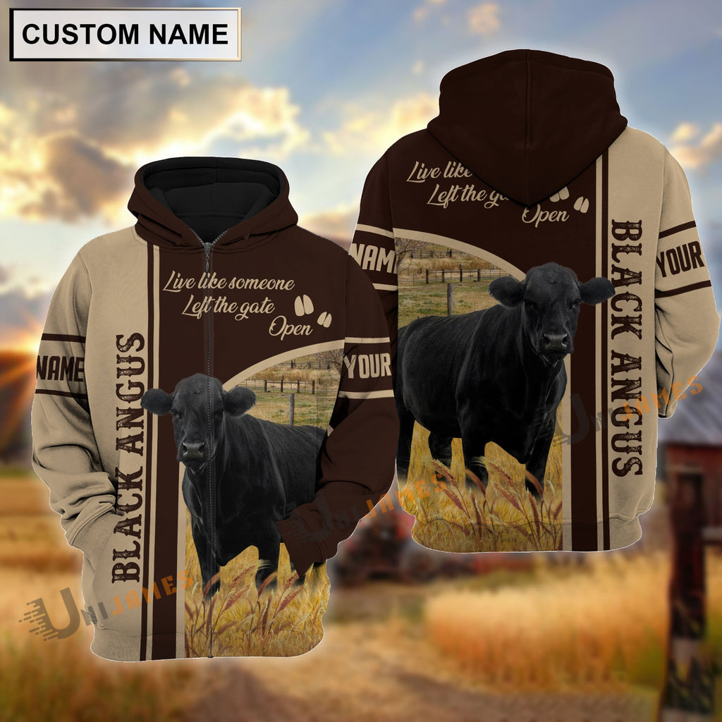 Personalized Name Black Angus Live Like Someone Left The Gate 3D Shirt