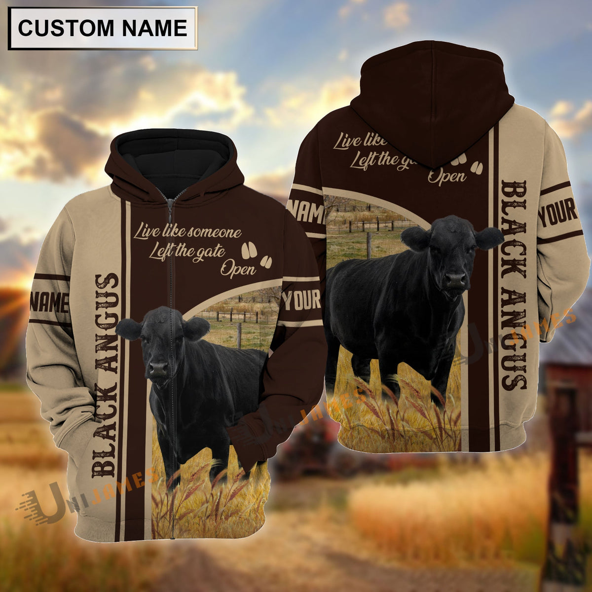 Personalized Name Black Angus Live Like Someone Left The Gate 3D Shirt