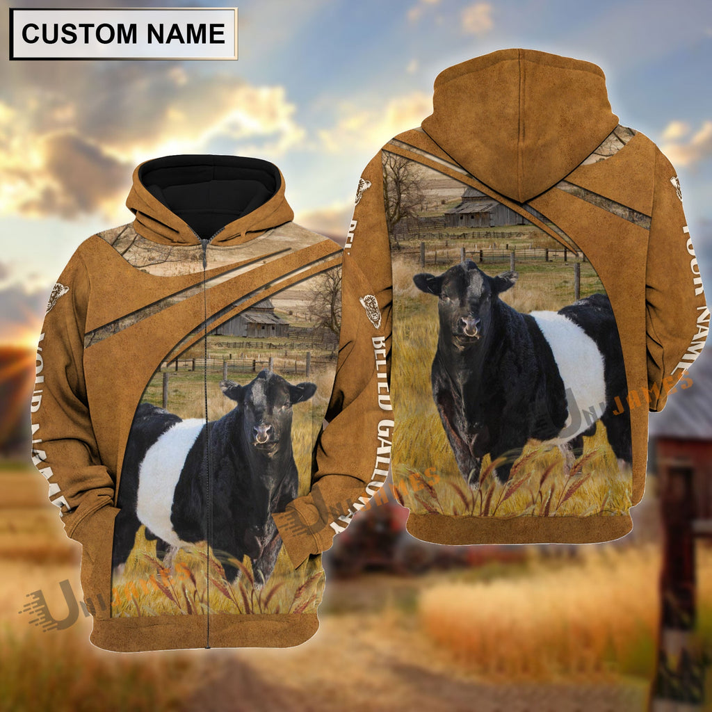 Personalized Name Belted Galloway Farming Life 3D Shirt