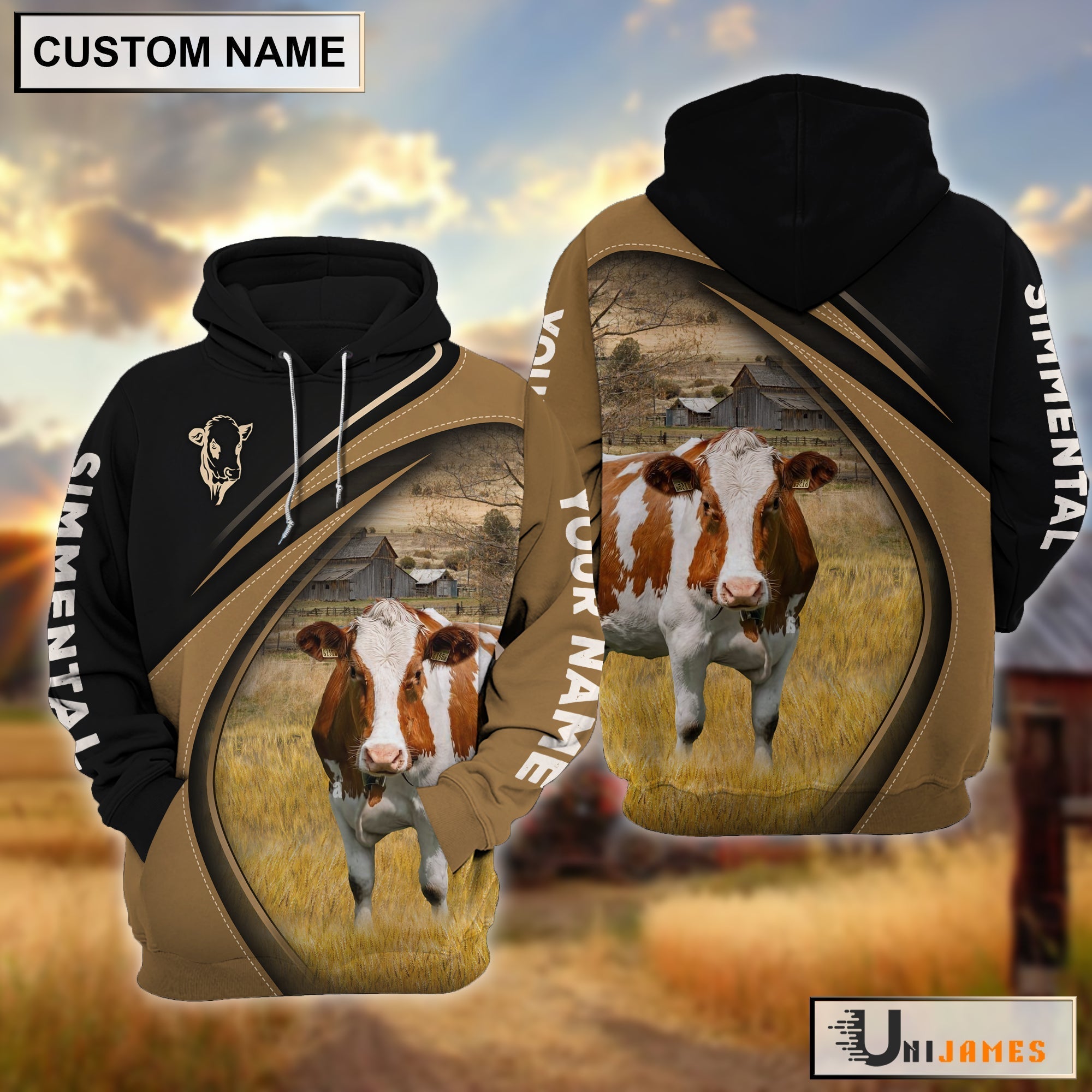 Simmental Farming Life Personalized Name 3D Hoodie