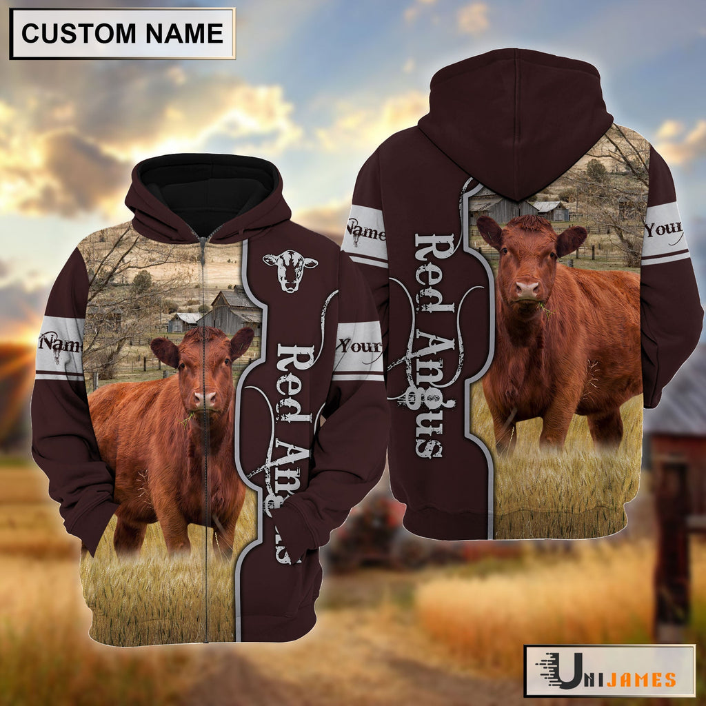 Red Angus Beautiful Farm Personalized Hoodie