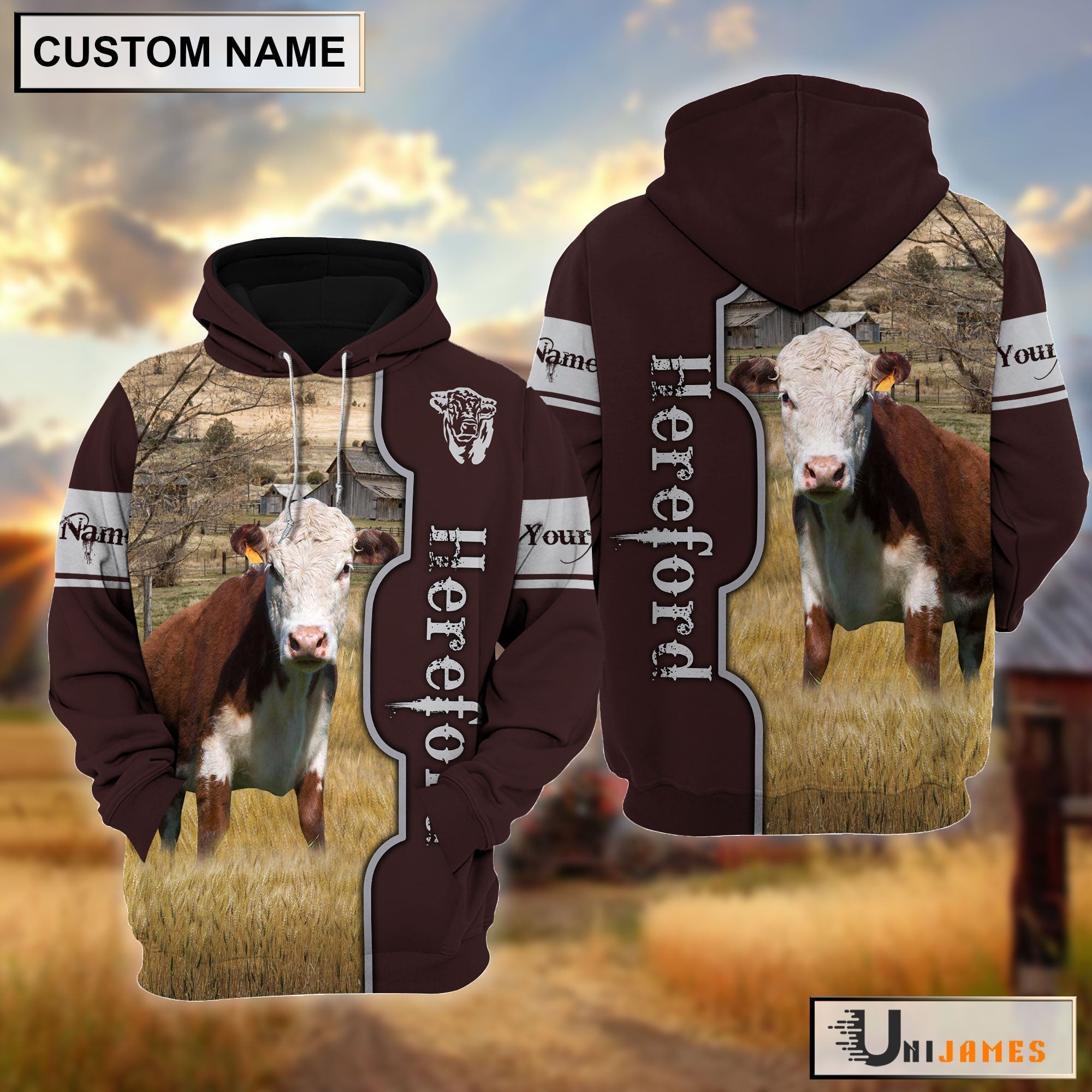 Hereford Beautiful Farm Personalized Hoodie
