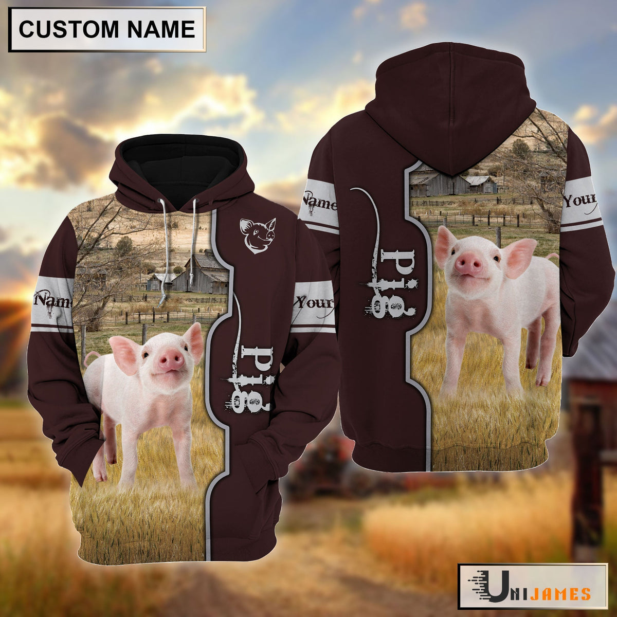 Pig Beautiful Farm Personalized Hoodie