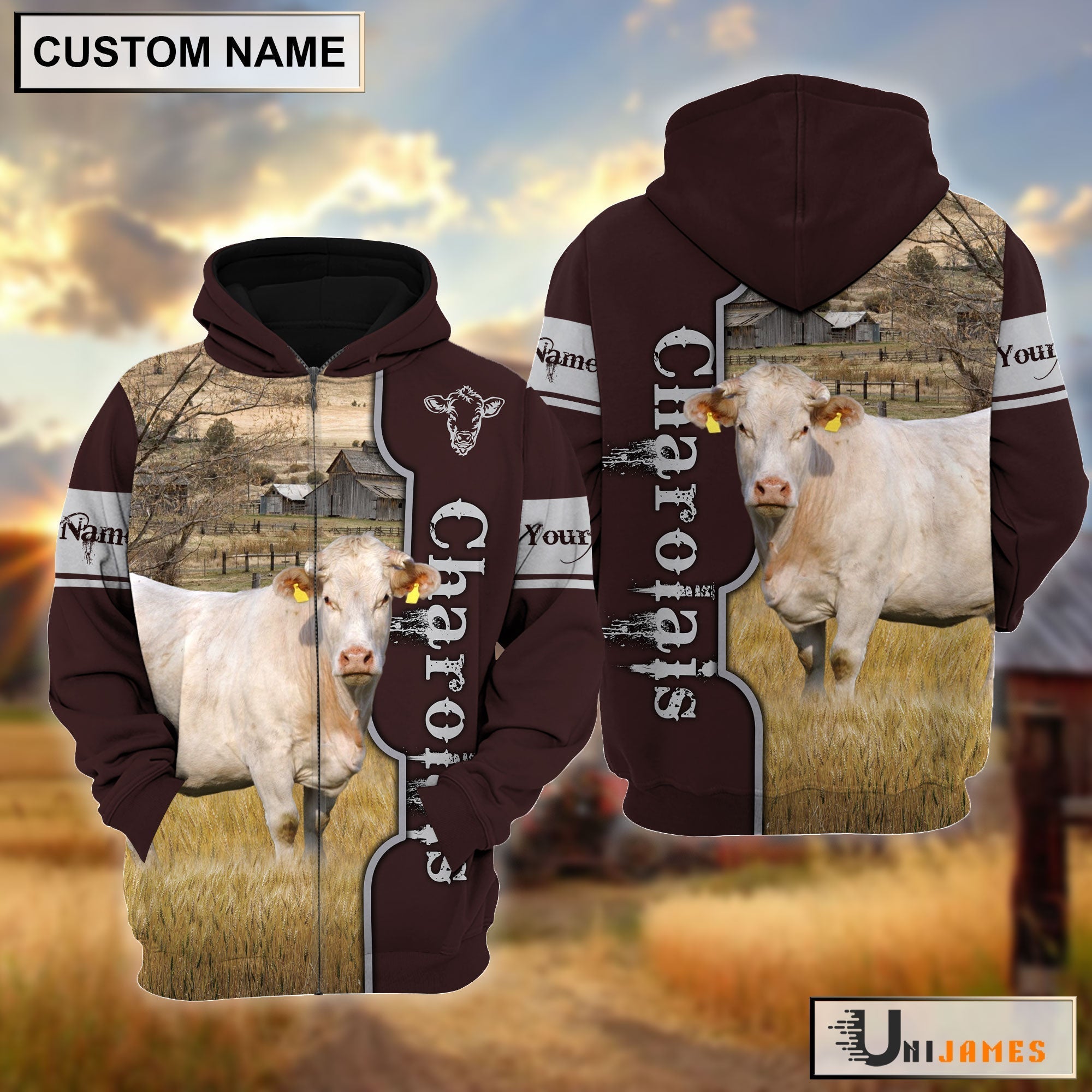Charolais Beautiful Farm Personalized Hoodie