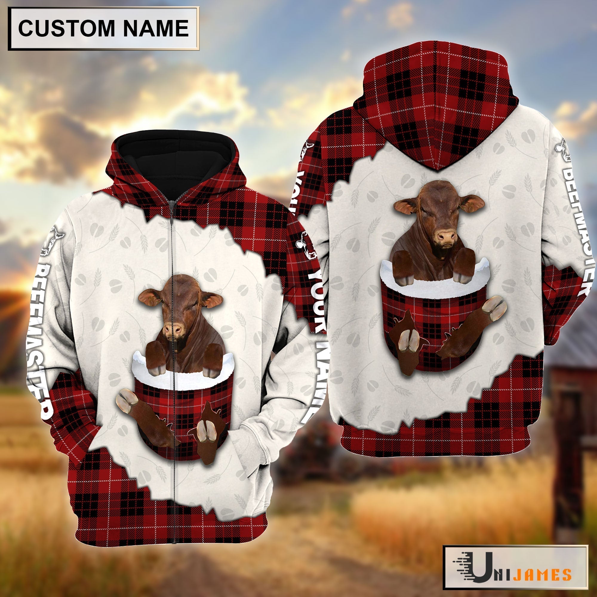 Beefmaster In Pocket Red Personalized Hoodie