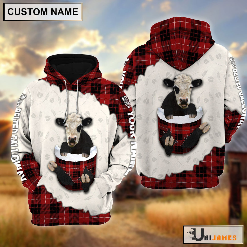 Belted Galloway In Pocket Red Personalized Hoodie
