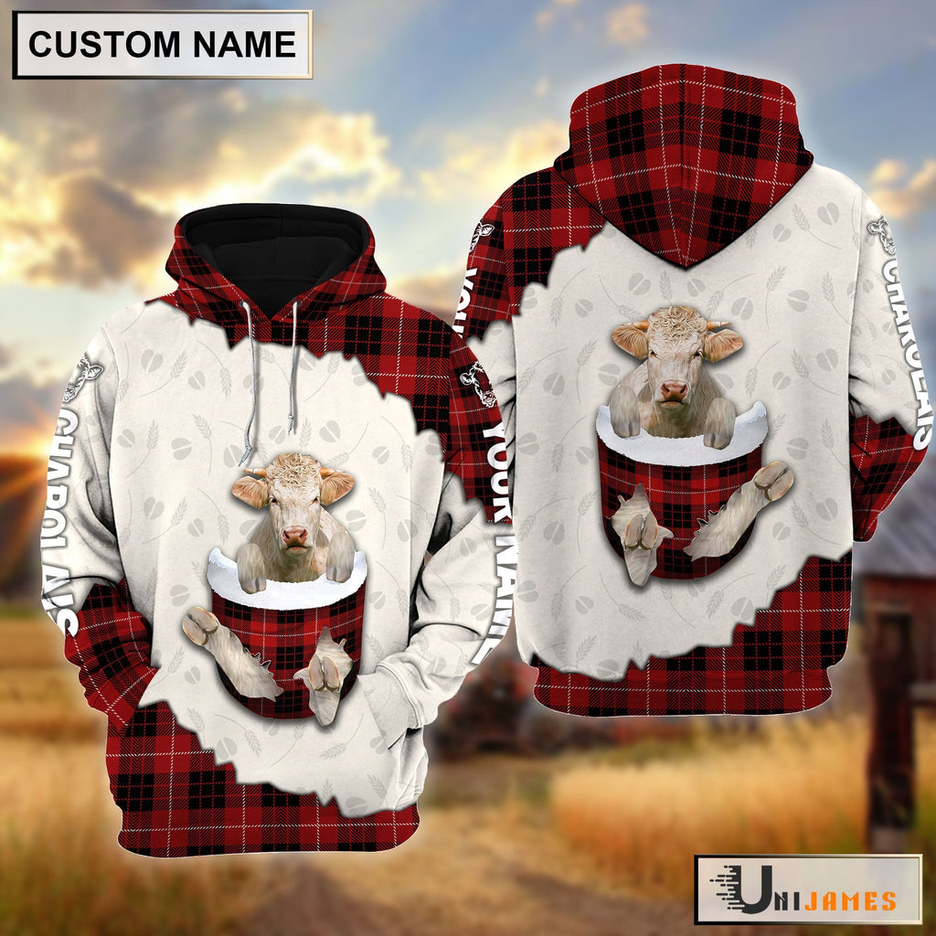 Charolais In Pocket Red Personalized Hoodie