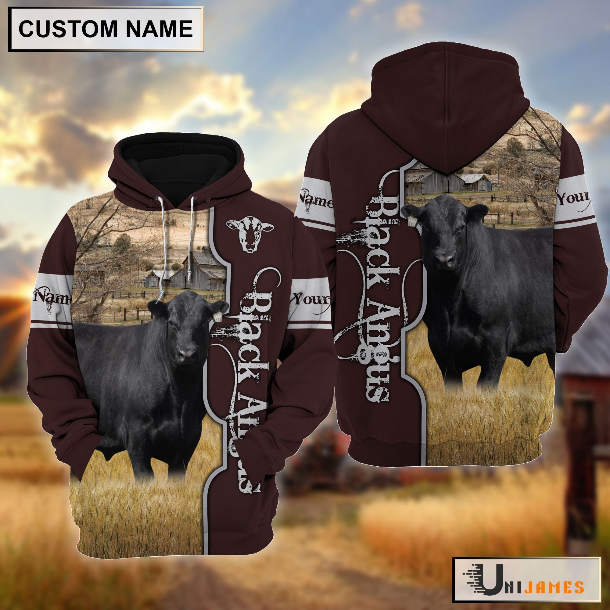 Black Angus Beautiful Farm Personalized Hoodie