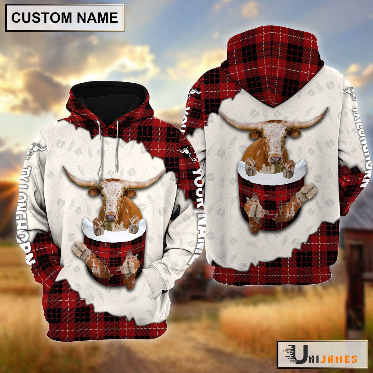 Texas Longhorn In Pocket Red Personalized Hoodie