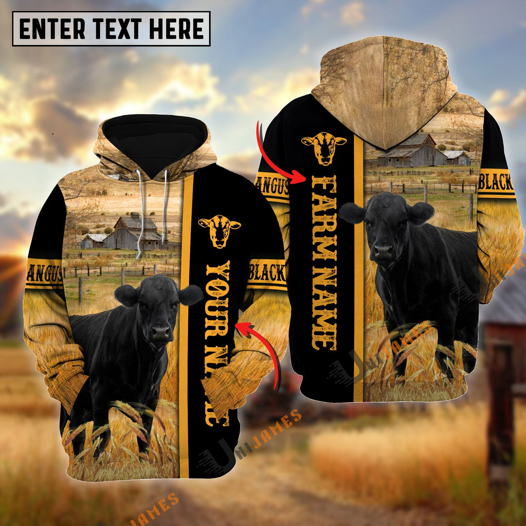 Black Angus Autumn Farming Personalized Name, Farm Name 3D Hoodie