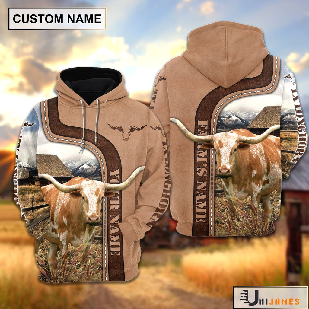 Personalized Name Texas Longhorn Light Brown Hoodie