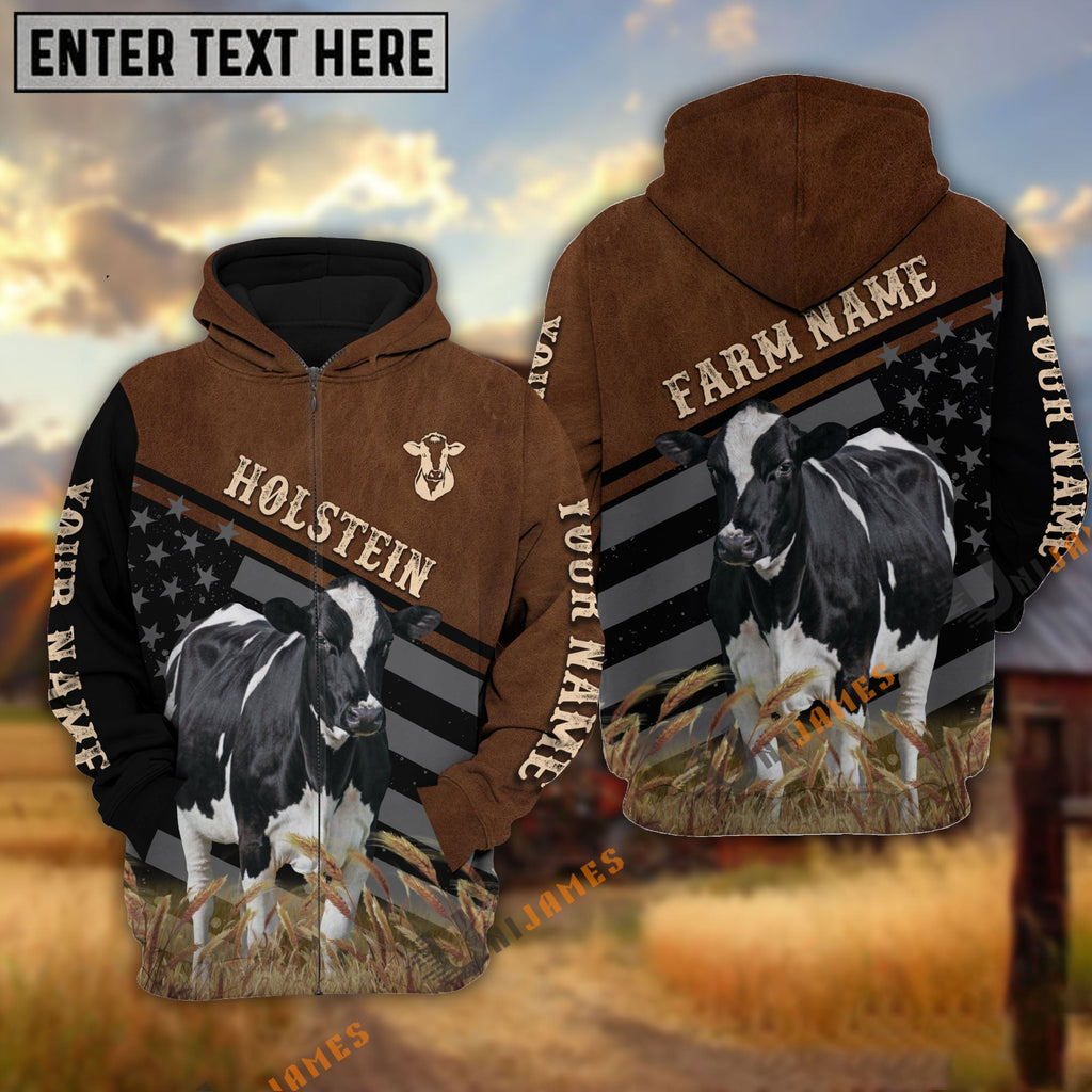 Holstein Black & Brown Flag Pattern Personalized Hoodie
