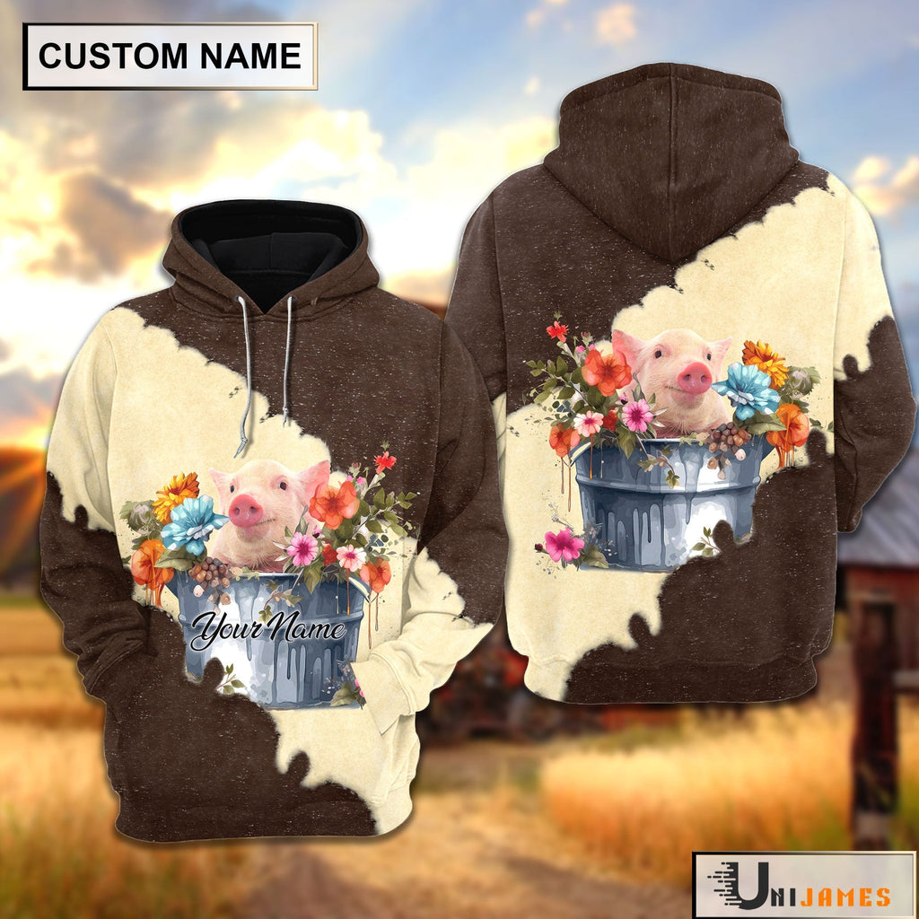 Pig In Bucket Brown Tie Dye Personalized Hoodie