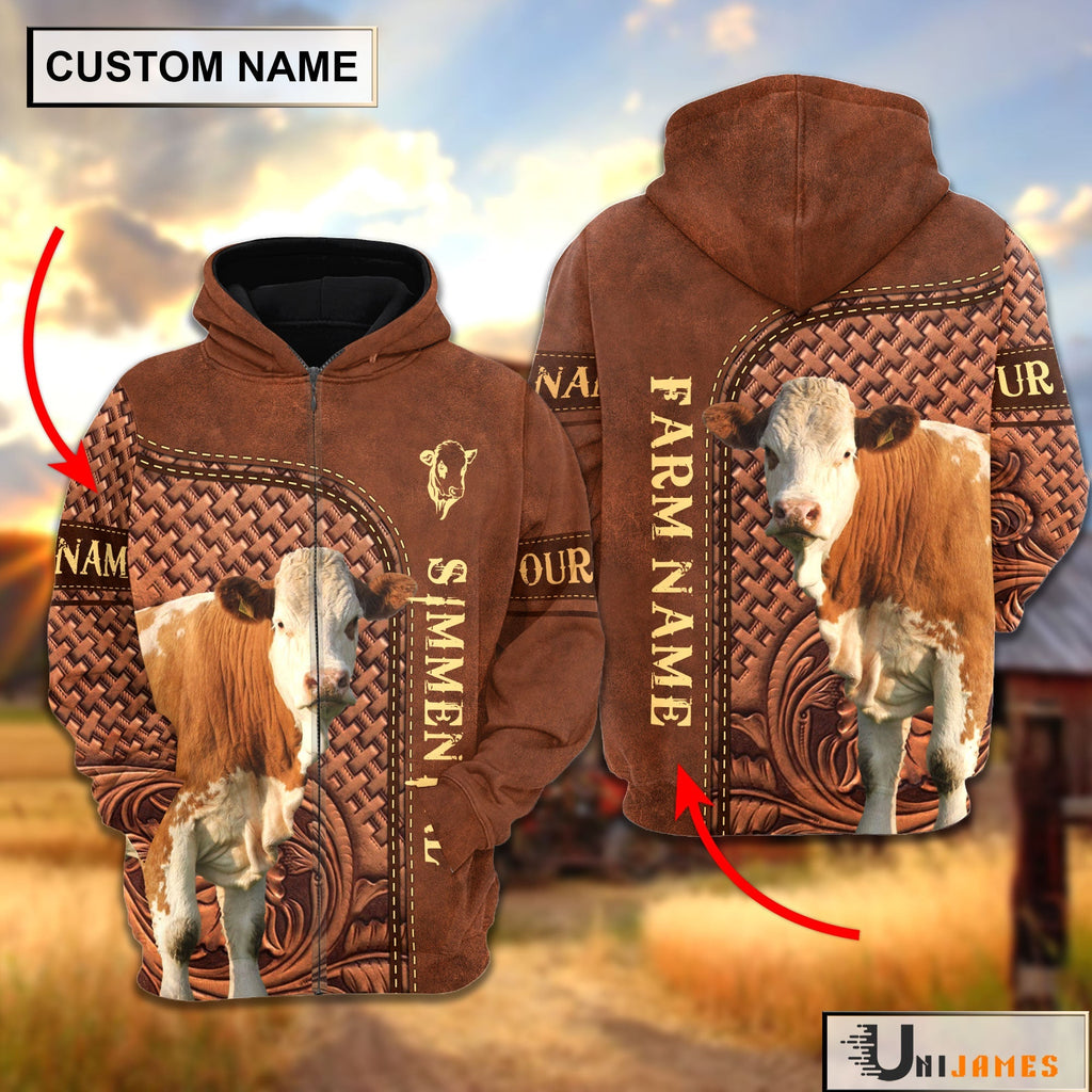 Simmental Cattle Farming Life Personalized Name & Farm Name Hoodie
