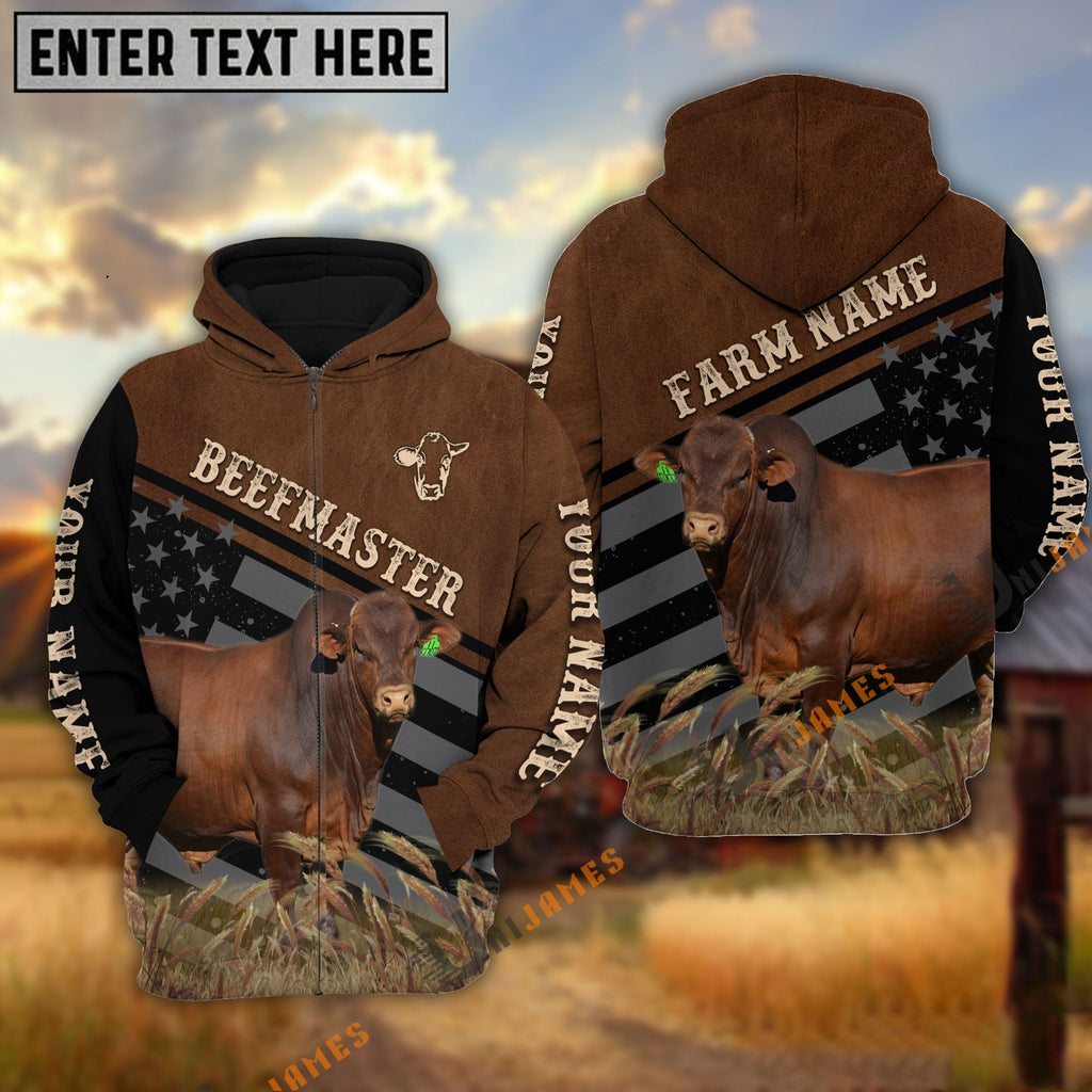 Beefmaster Black & Brown Flag Pattern Personalized Hoodie