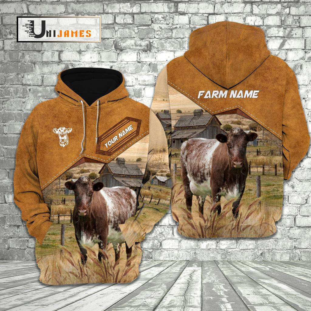 Shorthorn Cattle Personalized Name Farming Life 3D Hoodie
