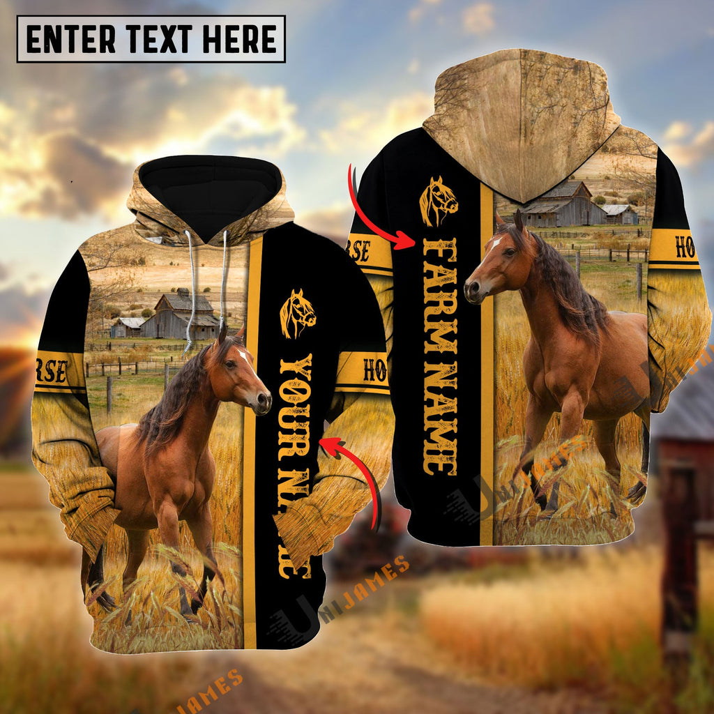 Horse Autumn Farming Personalized Name, Farm Name 3D Hoodie