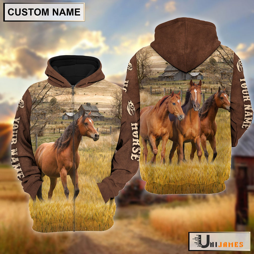 Horse Brown Sleeve Personalized Hoodie