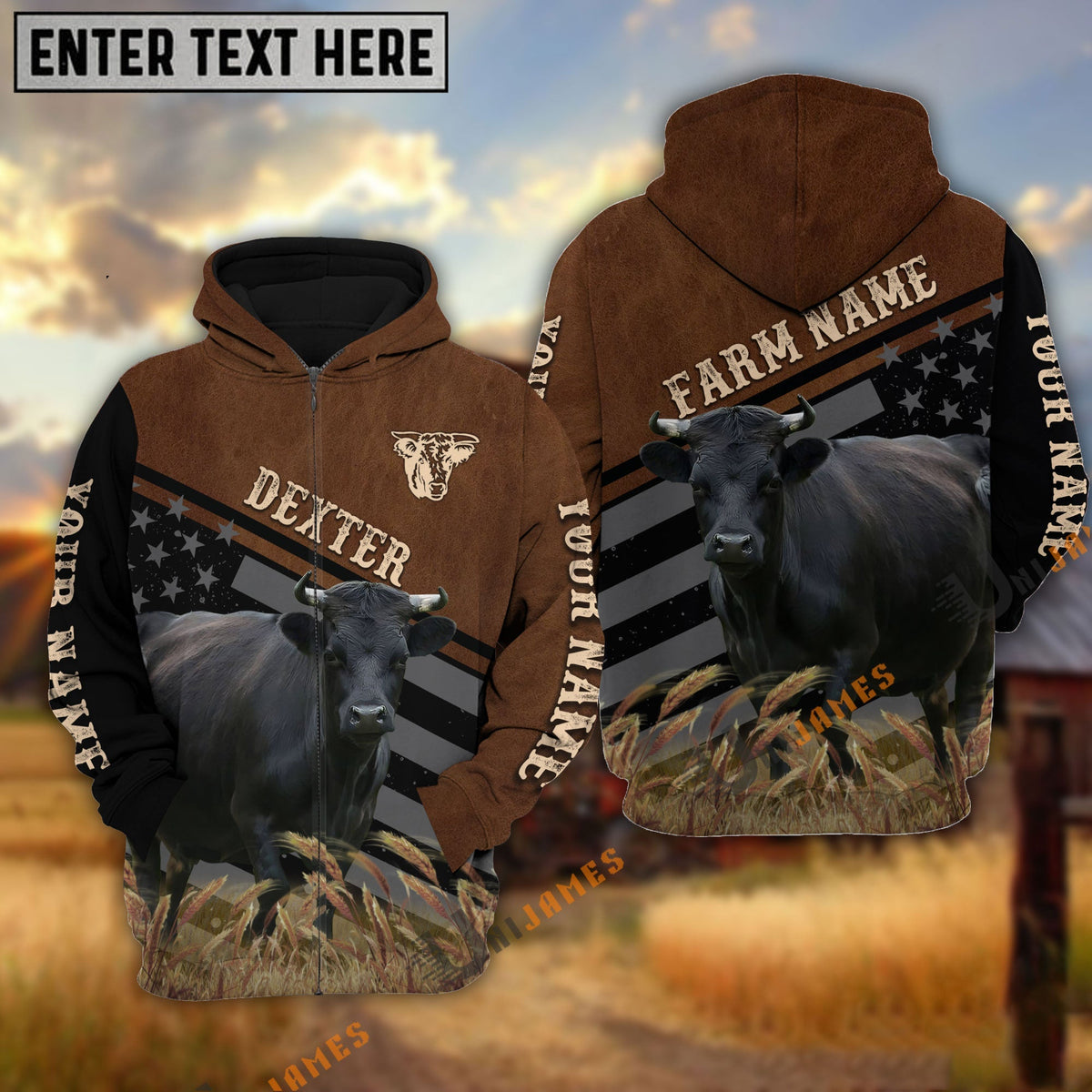 Dexter Black & Brown Flag Pattern Personalized Hoodie