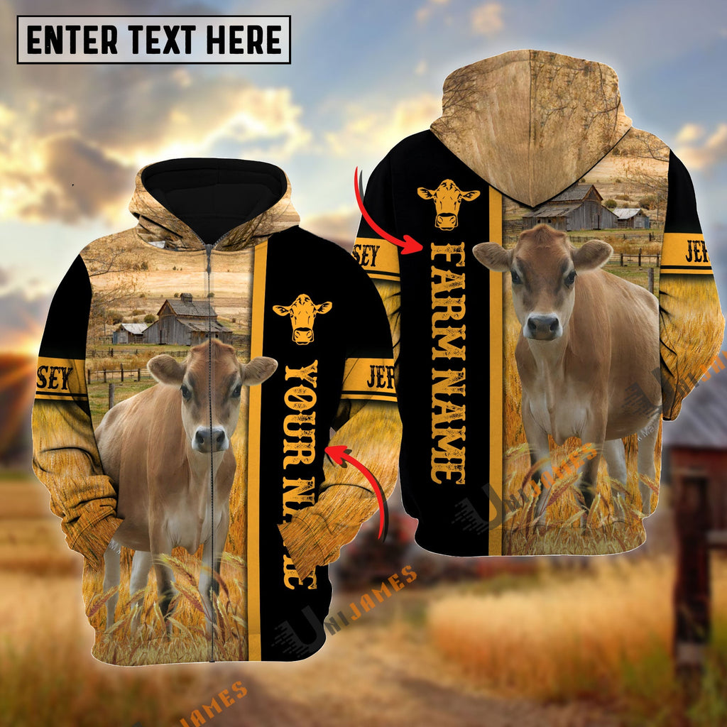 Jersey Autumn Farming Personalized Name, Farm Name 3D Hoodie