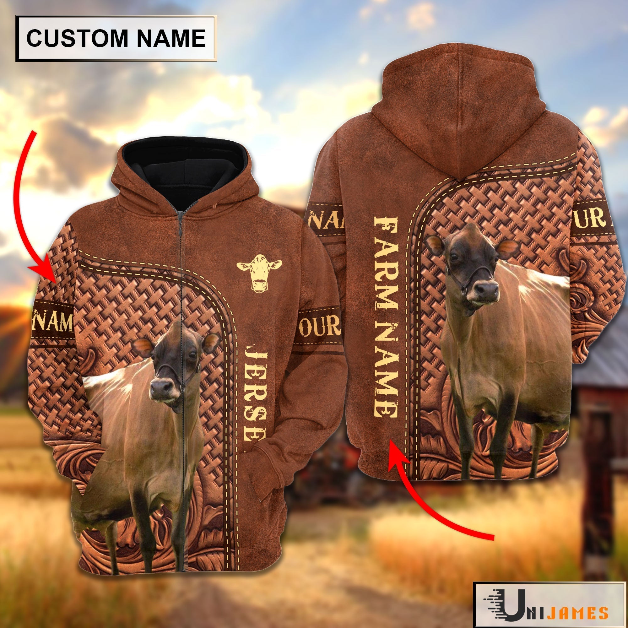 Jersey Cattle Farming Life Personalized Name & Farm Name Hoodie