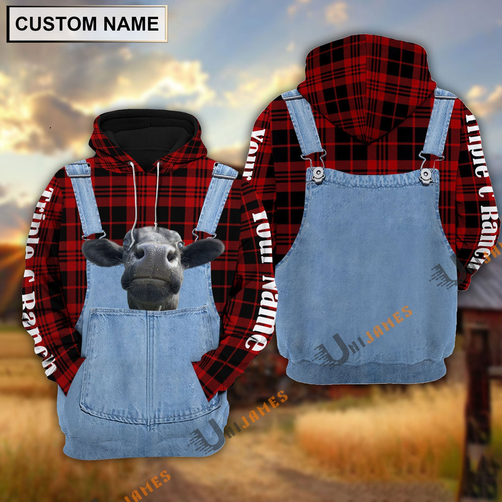 Cattle of Bryan Wiseman Red Jeans Pattern Personalized Name 3D Hoodie