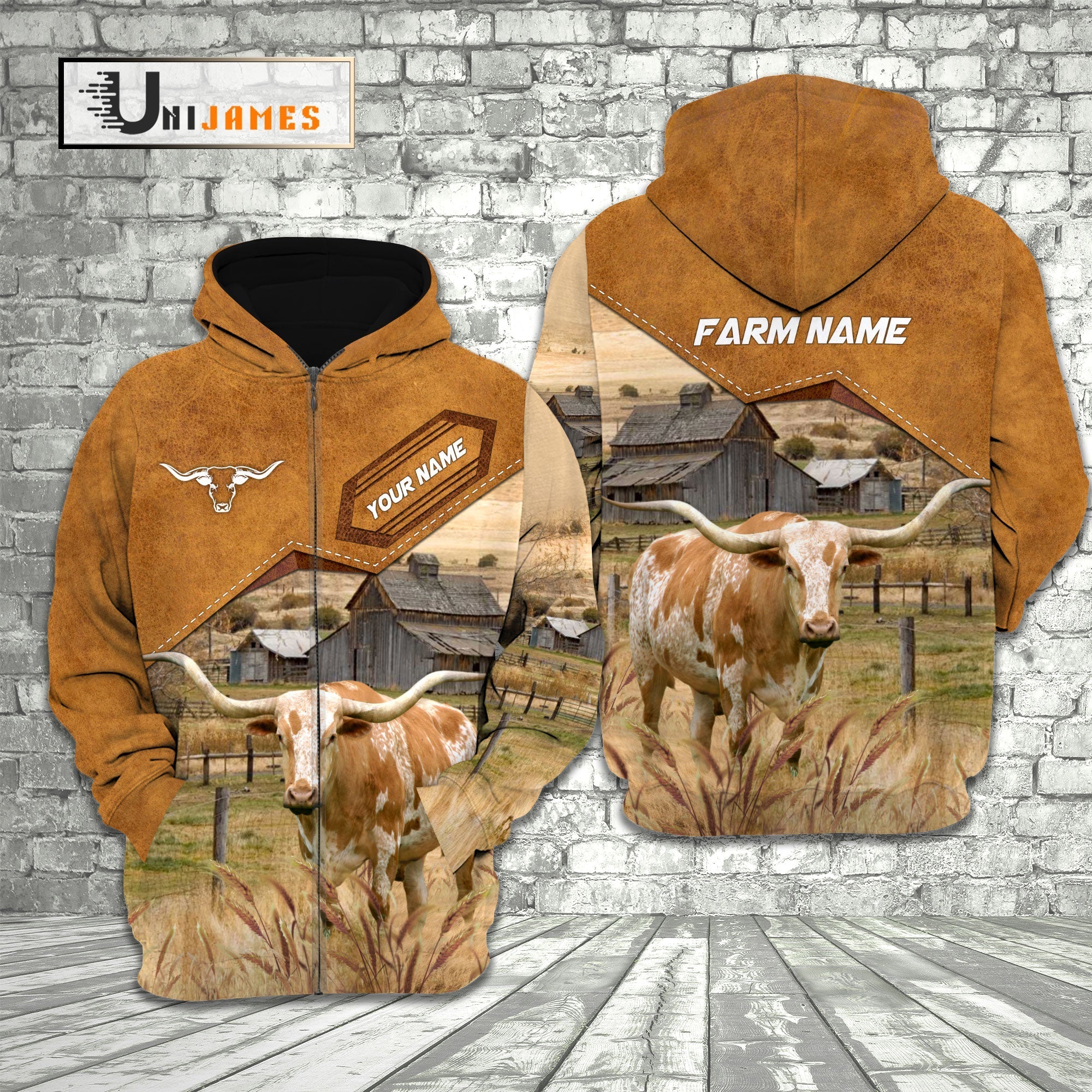 Texas Longhorn Cattle Personalized Name Farming Life 3D Hoodie